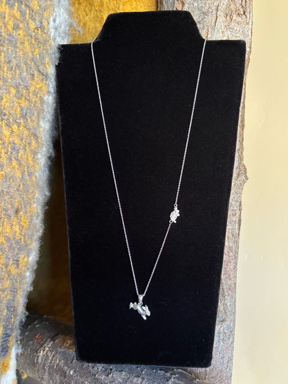 Adorable Runners Necklace Tortoise & Hare 925 Italy Silver Marked
